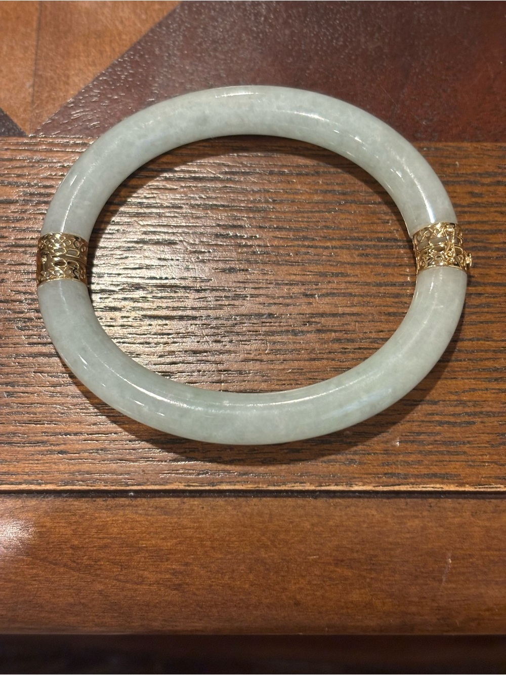 Jade Bangle Bracelet with 14KT Gold Accents